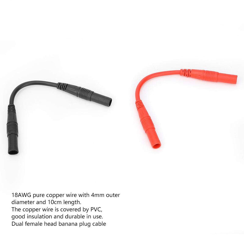 4mm Meter Test Lead Extension Female to Female Connector Silicone Wires 10cm Multimeter Leads Probes Adapter (Red and Black) Red and Black