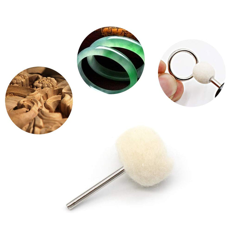 KiKiHong Pack of 25 Wool Polishing Discs with Shaft Soft Polishing Disc for Dremels Rotary Tools