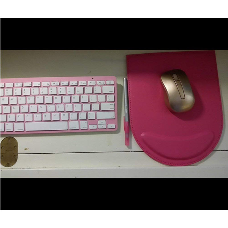 KINGFOM Leather Gaming Mouse Pad/Mat with Wrist Rest Support, Non Slip Mousepad - Large (pink) Pink