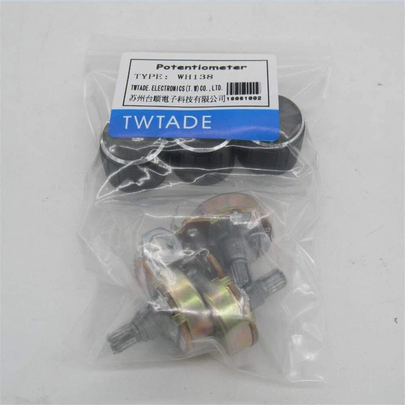 TWTADE / 3pcs 500K Ohm Potentiometer Single Turn Rotary Linear Variable Potentiometer + 3pcs Black Aluminum Alloy knob