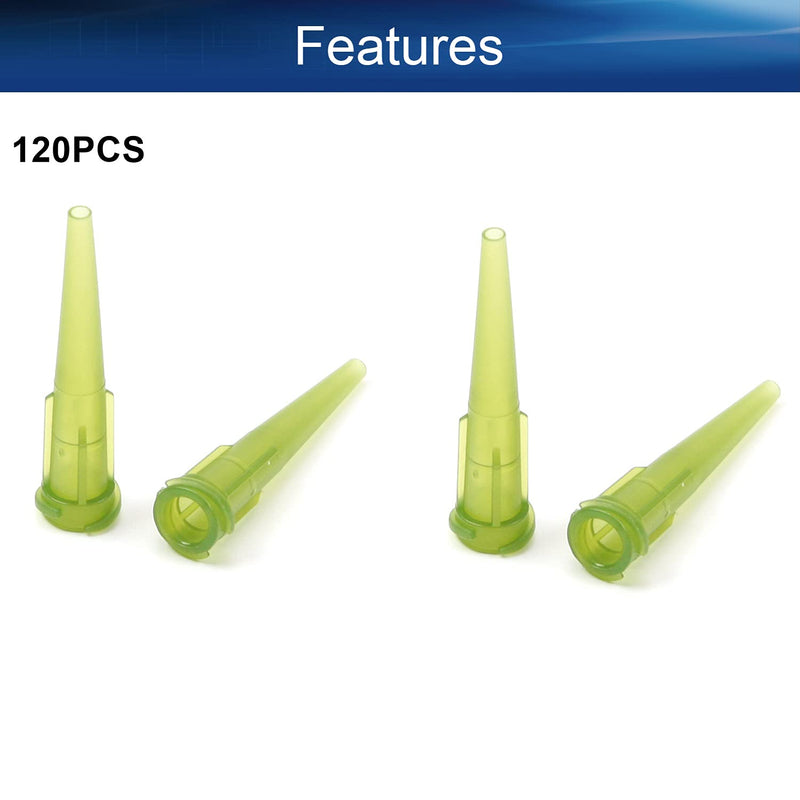 Auniwaig 120PCS Plastic Tapered Pinhead 14 Gauge TT Adhesive Dispensing Tip 1.6mm Tip ID Smoothflow Tapered Tips Dispensing Needle Tips Accessory Parts for Glue Epoxy Dispensing 14 Gage