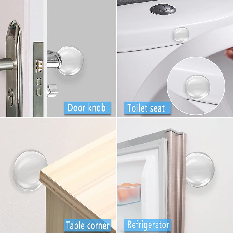 Door Knob Wall Shield, 6PCS Transparent Round Soft Rubber Wall Protector Self Adhesive Door Handle Bumper (Small Round 1.57" 6PCS, Clear) Small Round 1.57" 6PCS