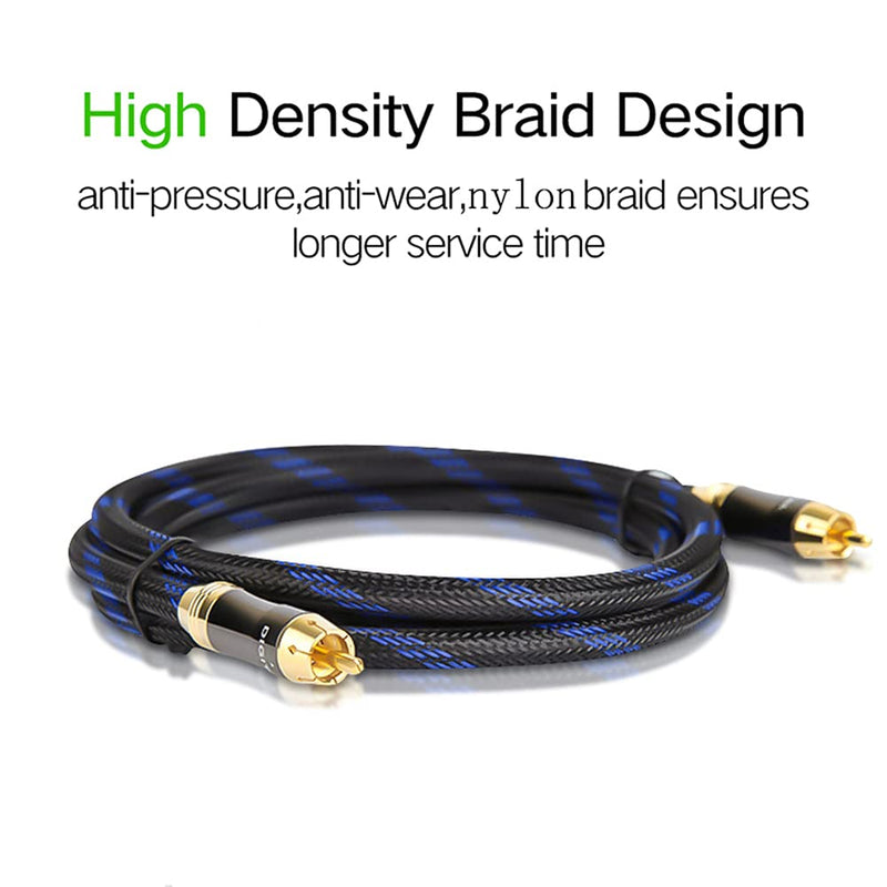 KUYIOHIFI Dual Shielded (OD 8.0mm) RCA Male to RCA Male subwoofer Cable (2 Feet) 2 Feet