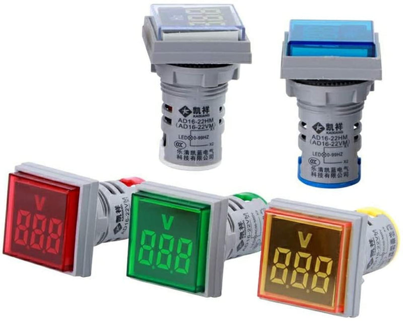 Szliyands Digital Display AC Voltage Indicator, 22mm Square Head LED Voltage Tester AC50~500V Voltmeter Monitor (Green ) Green