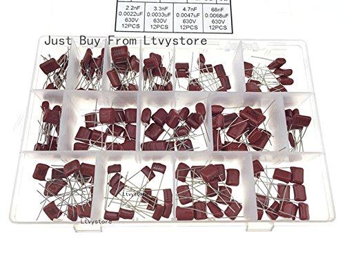 Polypropylene Capacitor Kit, 400V and 630V CBB Metallized Polypropylene Film Capacitors Assorted Assortment Box Kit Set, Range 10nF ~ 68nF /0.01uF ~ 0.068uF,Pack of 180, by Ltvystore