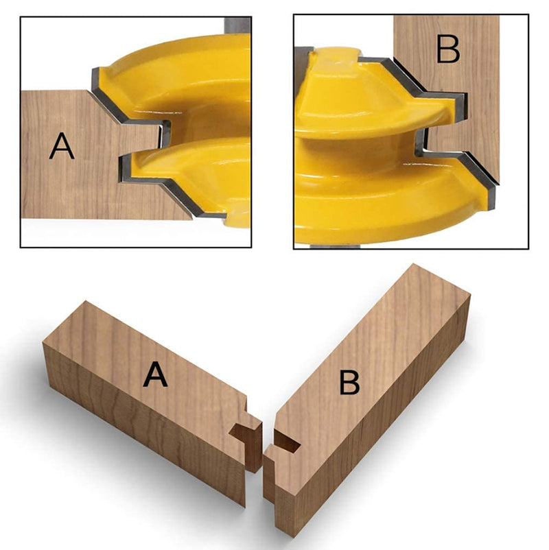 APlus Glue Cutter Miter Glue Cutter Router Bit 45 Degree Lock Miter Router Bit Woodworking Cutter Cutting Tool for Engraving Machine Trimming Machine (Shaft 8mm Shaft 8mm