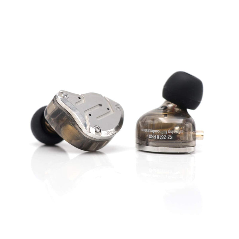 KZ ZS10 Pro, Linsoul 4BA+1DD 5 Driver in-Ear HiFi Metal Earphones with Stainless Steel Faceplate, 2 Pin Detachable Cable (Without Mic, Black) Without Mic
