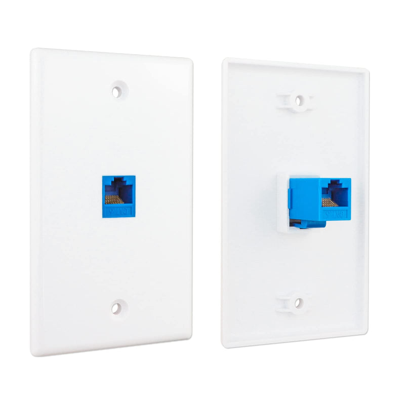 Iwillink (2-Pack) 1-Port Ethernet Wall Plate, Keystone Jack Wall Plate with RJ45 Keystone Inline Coupler insert, Female to Female Cat6 Keystone Jack Wall Plate, Blue 2 Pack