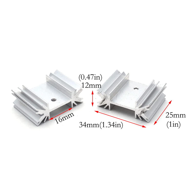 Antrader 12Pcs/Lot All Aluminum TO-3P 25 x 34 x 12mm Triode Heat Sink Aluminum Electronic Radiator for Transistor Cooler