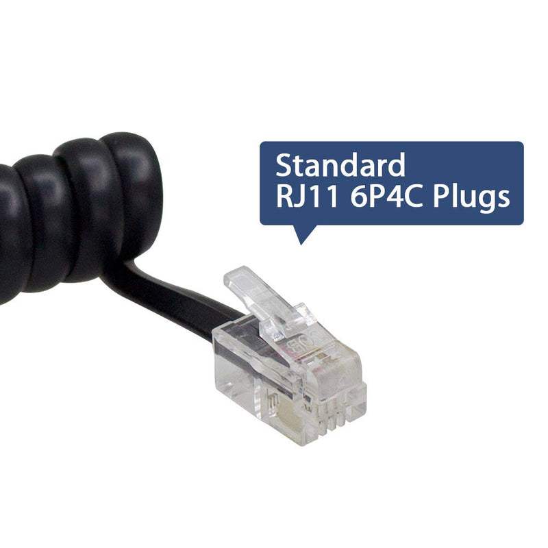 4 Pack Phone Cord Landline 8Ft Uncoiled/1.4Ft Coiled Landline Telephone Handset Cord Line Cable RJ9 4P4C Telephone Accessory Black 4Pack Cord