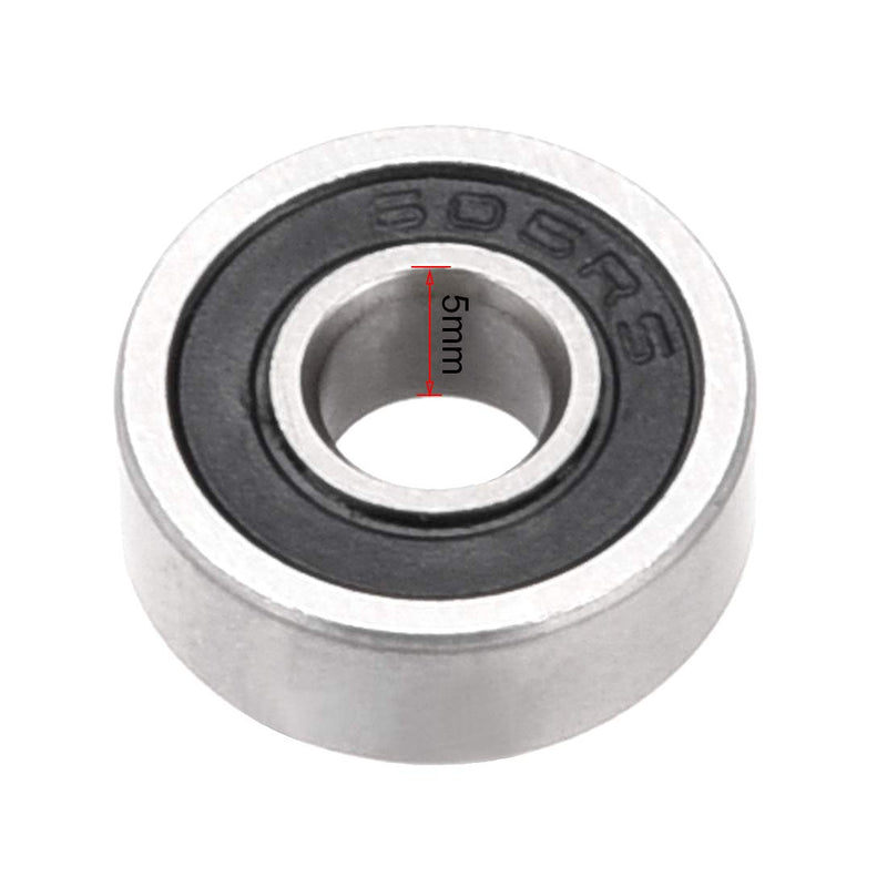 uxcell 605RS Deep Groove Ball Bearing Single Sealed 160015, 5mm x 14mm x 5mm Chrome Steel Bearings (Pack of 10) 5mmx14mmx5mm