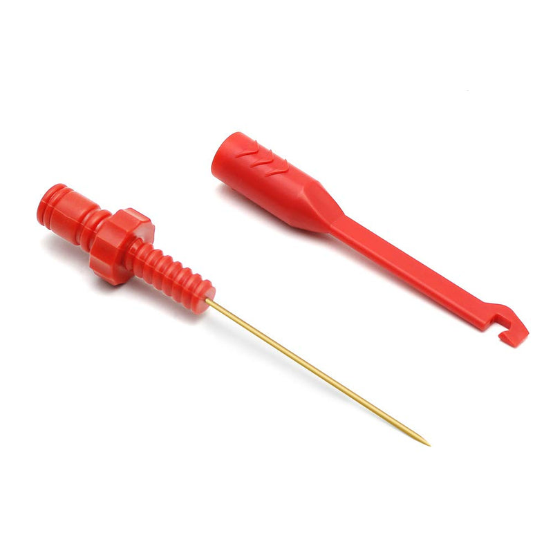 Electronic Wire Piercing Probe Clip for Automotive Diagnostic Tester Tool, Puncture Wire Back Probe Pins Insulation for Car Circuit Detection Black&Red, 2 Pack 4 mm
