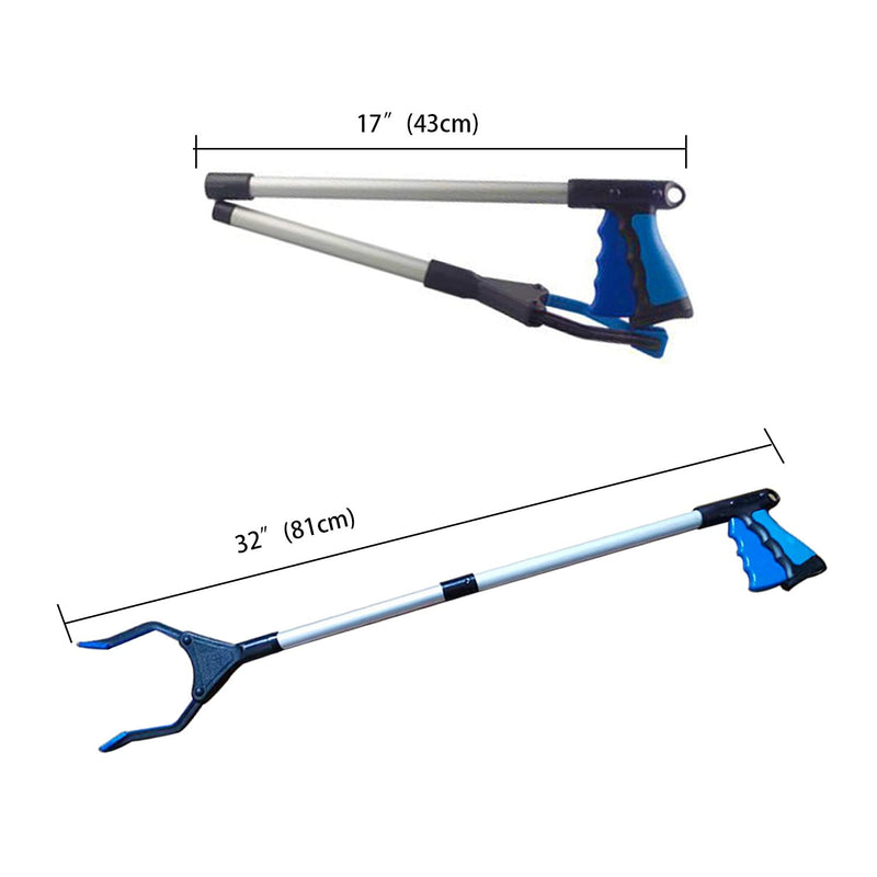 LGEGE 32"(81cm) Reacher Claw Grabber Tool, Foldable Grabbers for Elderly, 90 Degree Rotating Head, Lightweight Extra Long Handy Trash Claw Grabber, Reaching Tool for Trash Pick Up, Litter Picker