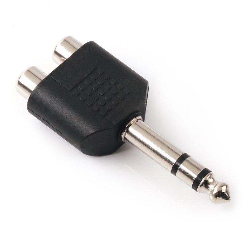 NANYI 1/4 Inch 6.35mm Male to 2 RCA Female Audio Heads, 1/4 Inch 6.35mm M One-Two RCA F Stereo Interconnect Audio Adapter, 2Pack(6.35mm M-2xRCA F-TRS) 6.35mm M-2xRCA F-TRS