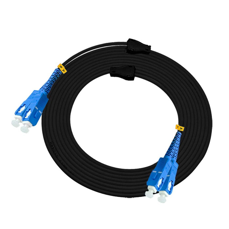 Jeirdus 20M SC to SC Outdoor Armored Duplex 9/125 SM Fiber Optic Cable Jumper Optical Patch Cord Singlemode 20Meters 65ft SC-SC 20M/65ft