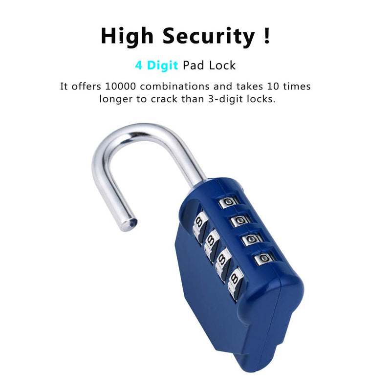 ZHEGE Combination Locker Lock, 4 Digit Outdoor Padlock for Gym, School, Gates, Doors, Fence, Hasps and Storage Blue1