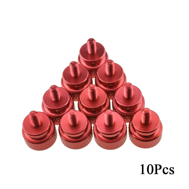Hahiyo Anodized Aluminum Thumbscrews 6#-32 Thread Size Large Knurled Head Cage Mounts Hand Tighten Easy Grip Turn Not Damage Short Inside Sturdy Sleek for Computer Case PCI Slot Red 10PCS 6#-32-Red-10Pieces