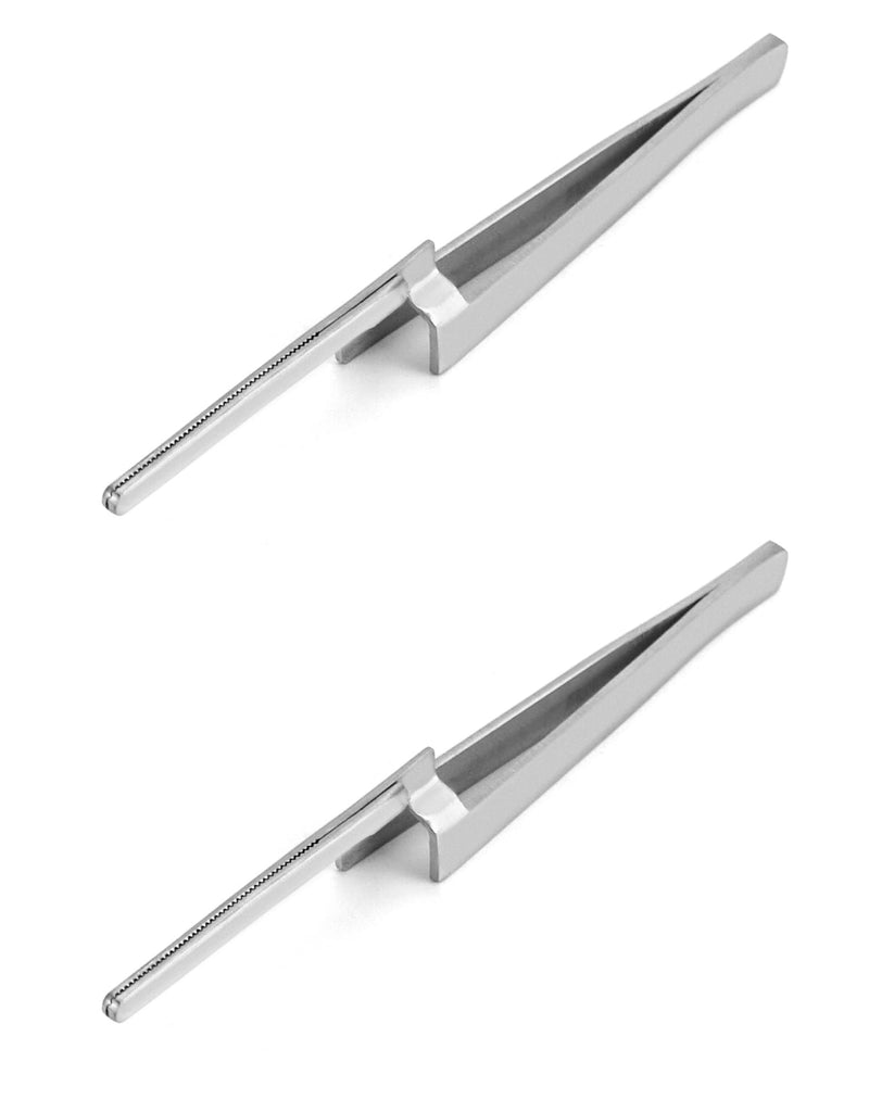 QWORK Dental Tweezers Straight Pliers, 2 Pack Multipurpose Pliers Straight Grip Stainless Steel Tweezers for Firmly Holding Joint Paper, Suitable for Home, Dentist, Student