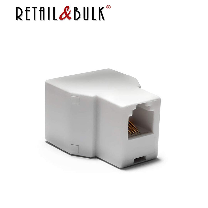 Phone Jack Splitter for Landline Telephone RJ11 6P4C 2 Way Adapter (1 Splitter + 3 Inch Cable) w/ 3 inch Cable White 1