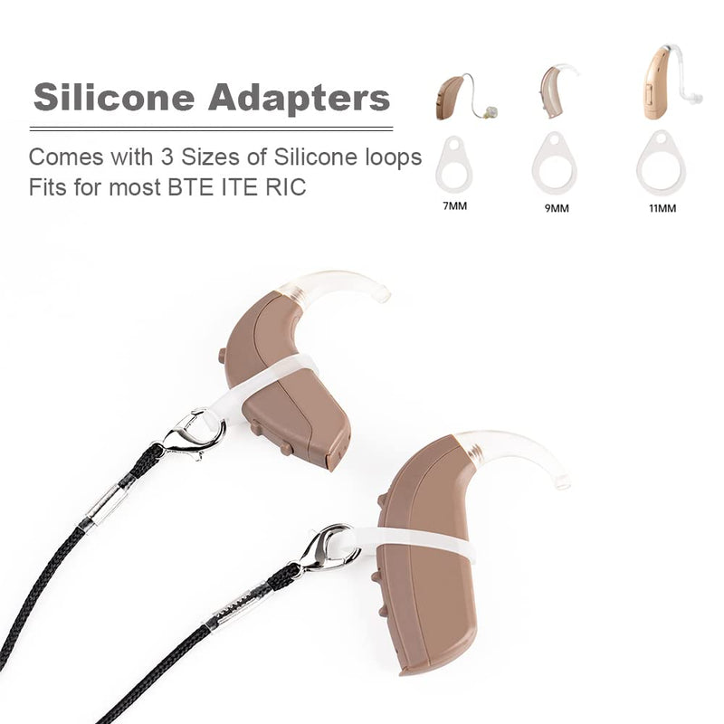 Hearing Aids Clip for Adults Seniors - Portable Hang Rope Anti-lost Rope Security Clip Fixation Cord Protection Rope for Hearing Amplifiers Grey