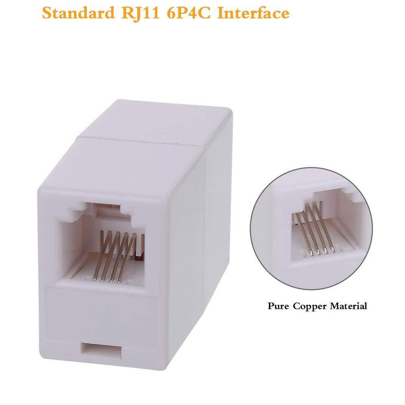 RJ11 Coupler, Straight Telephone Inline Coupler Vthahaby RJ11 6P4C Inline Keystone Jack Female to Female Straight Telephone Cable Cord Extension Adapter White (White 3Pack) White 3Pack