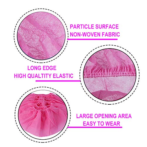 Disposable Shoe Covers 100PCS Non-Slip Durable Indoor Boot Overshoes Protector Thicked Non-Woven Shoe Covers for Carpet Floor Protection Construction Offices One Size Fits All (Pink) Pink