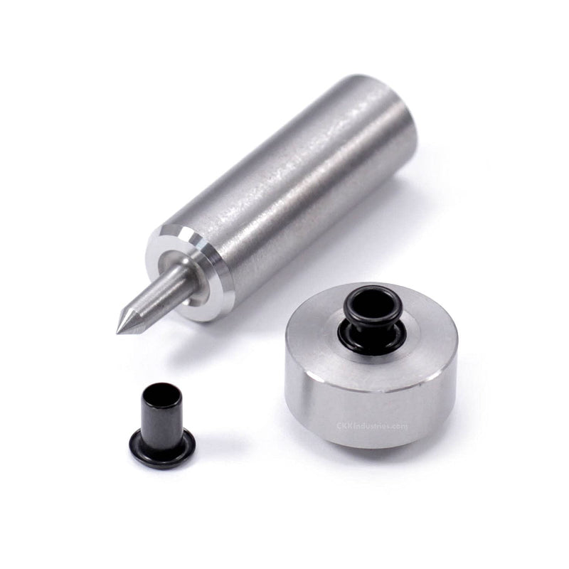 Eyelet Setting Tool & Eyelet Combo - (1) [ #6 3-Piece Eyelet Setting Tool (3/16 Inch) ] + (100) [#6-9 Black Eyelets (3/16 Inch Diameter)] - for Holster Making, Sewing, Tents, Banners, Sails, etc. (#6 Setting Tool) + (100)(6-9 Black Eyelets)