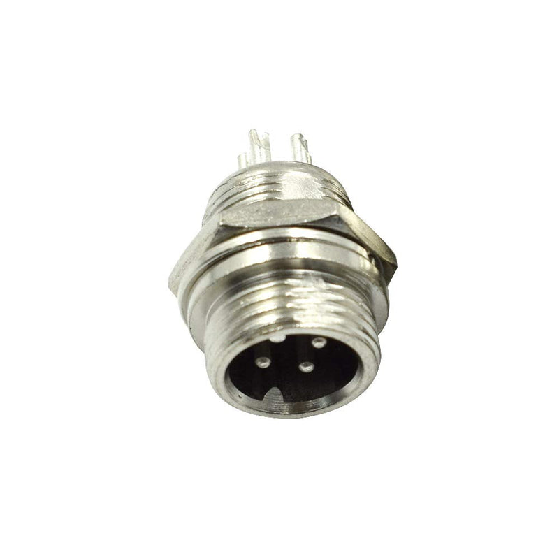 Hxchen 2 Sets 4-Pin Metal Male Female Thread Panel Connector 12mm GX12-4P Aviation Plug Silver