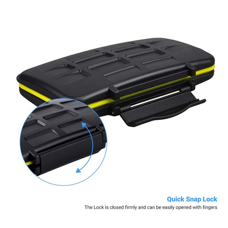 12 Slots SD Card Case Holder, SD Card Holder SD Card Organizer SD Card Storage Water-Resistant Anti-Shock SD/SDHC/SDXC Card Holder Storage with Carabiner