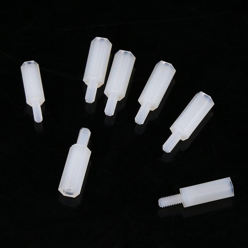 200pcs M2.5 Nylon Hex Standoff Waterproof Male Female Bolts Nuts Assortment Set with Plastic Box