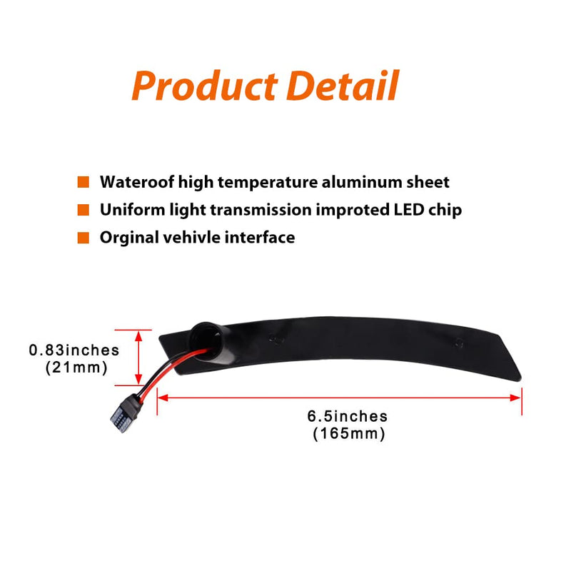 Adiil Amber Full LED Front Fender Side Marker Lights Assembly Smoked Lens Compatible With 2002-2008 MINI Cooper R50 R52 R53, Replace OEM Sidemarkers Lamps Front Side Marker Smoked Lens Amber LED