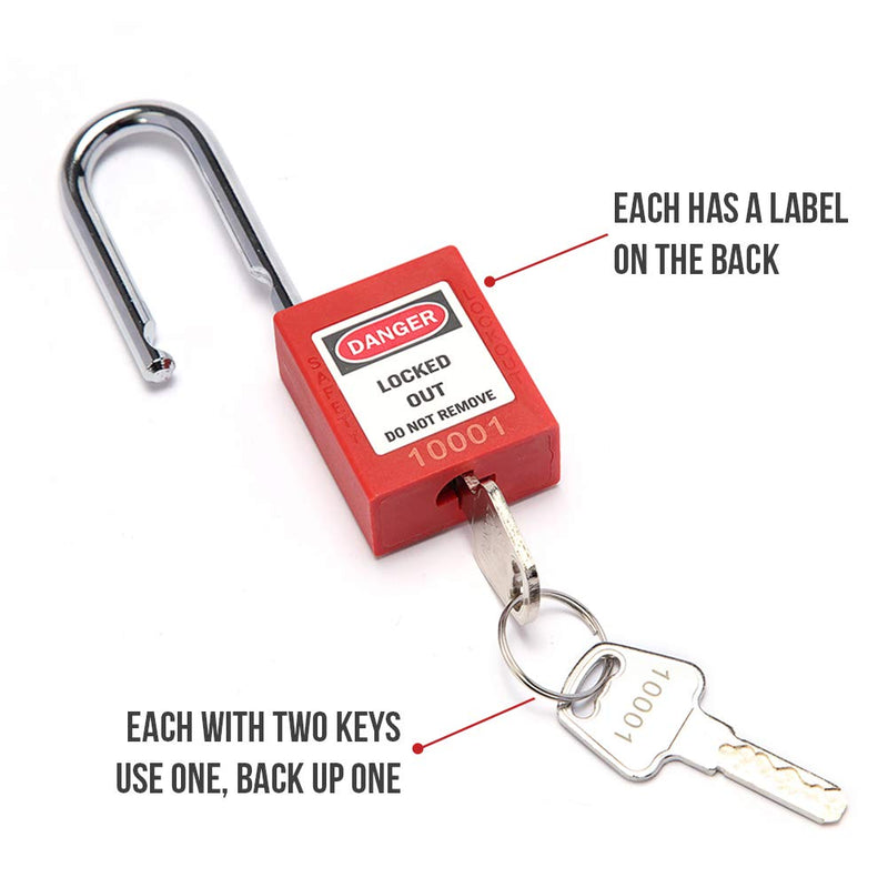 Lockout Tagout Locks Lockout Locks Keyed Different Safety Padlocks Loto Locks for Lock Out Tag Out (5,red) 5 Red