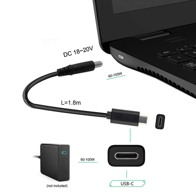 chenyang CY DC 5.5x2.5mm to Type C USB-C Input Cable for Laptop Notebook (5.5x2.5mm to USB-c) Black Cable