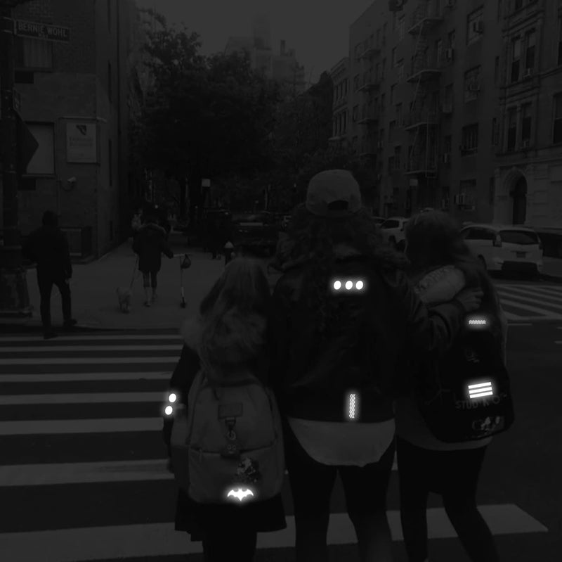Iron On Reflective Stickers for Clothing | Reflectorized Decals Customizing, Decorating & Nighttime Safety Tape Waterproof Durable Sticker Kit, Gray lines and circles