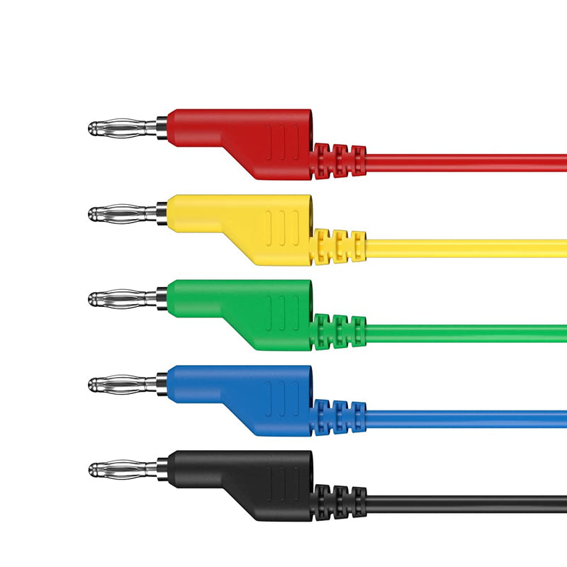 CZJZDZ 5pcs 4mm Banana Plug to Banana Plug Test Leads Stackable Soft Electrical Test Cable Line Wire 3.3ft/1m for Multimeter 1000V J.70054