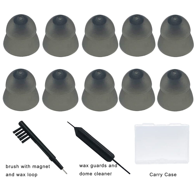 Smokey Hearing Aid Power Domes Close Domes Ear Tips for Resound Sure Fit Style RIC RITE and Open Fit BTE Hearing Amplifier with Cleaning Tools Brush Cleaner and Carry Case (Smokey, Medium) Smokey Medium (Pack of 1)