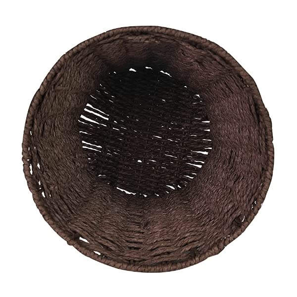 Round Wicker Waste Paper Bin and Basket, Rubbish Basket for Bedroom, Bathroom, Offices or Home (Brown) Brown