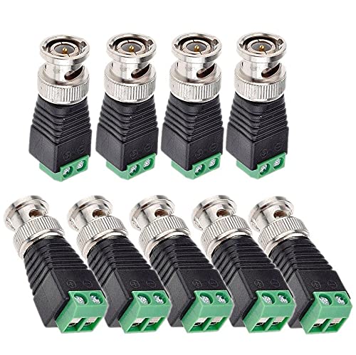 BNC Male Balun Connector 28 Pcs Coaxial Cat5 to BNC Male Connector and BNC to 2 Screw Camera Terminal Male Adpater for CCTV Surveillance Video Cameras Coaxial/Cat5/Cat6 Cable to BNC Male Connector