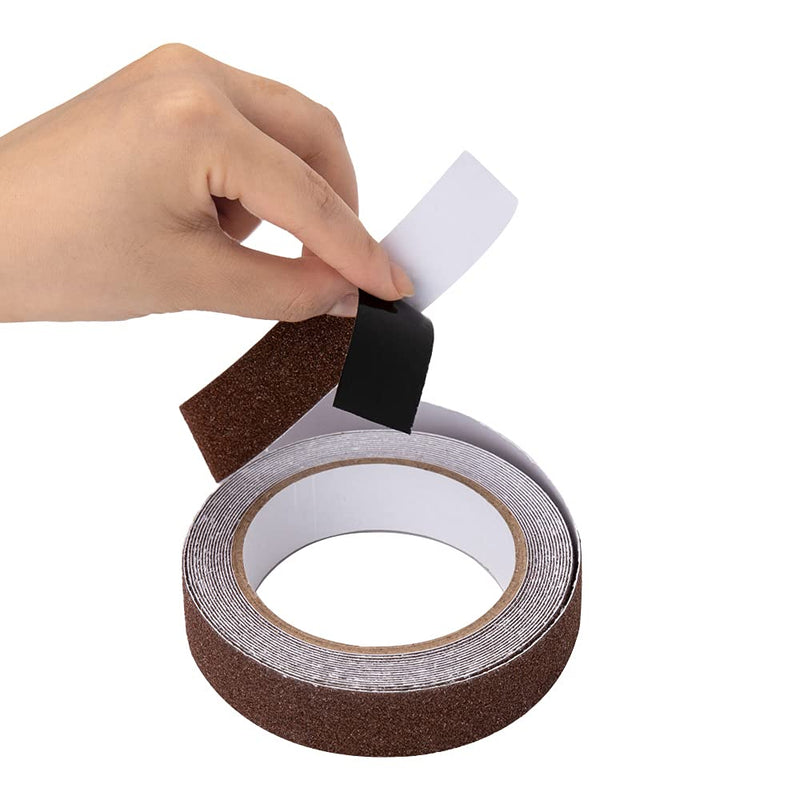 Anti Slip Tape, High Traction,Strong Grip Abrasive, Not Easy Leaving Adhesive Residue, Indoor & Outdoor (1" Width x 190" Long, Brown) 1" Width x 190" Long