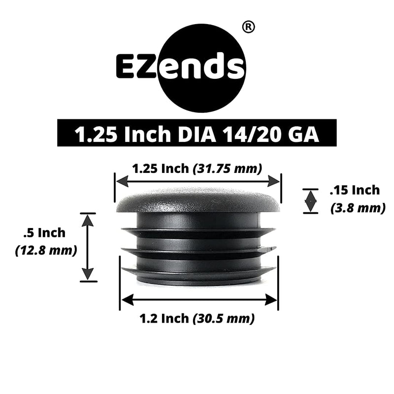 50 Pack 1 1/4 Inch Round Plastic Plug, Pipe Tubing End Cap, Round Plastic Tubing Plug, Durable Chair Glide, 14-20 Gauge (50, 14-20 Gauge) by EZENDS 50 14/20 Gauge