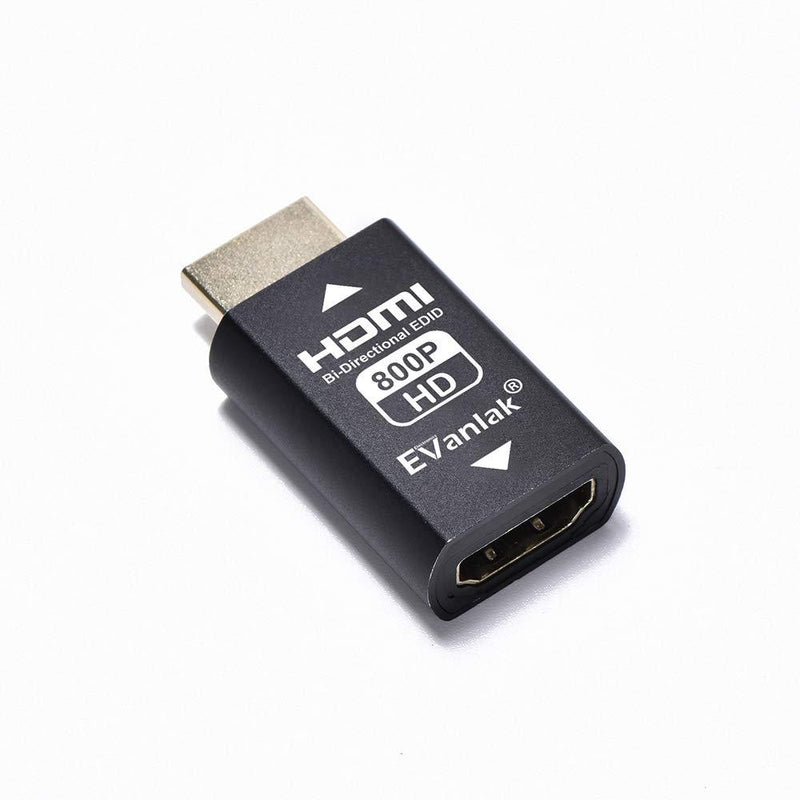 EVanlak Hdmi Edid Emulator Passthrough Dongle (3rd Generrtion Premium Aluminum)Eliminated Emulator Adapter Edid Emulator Work With Mac Thunderbolt to HDMI Switches / Extender/AV Receiver/Video Splitt HDMI EDID 800-1P