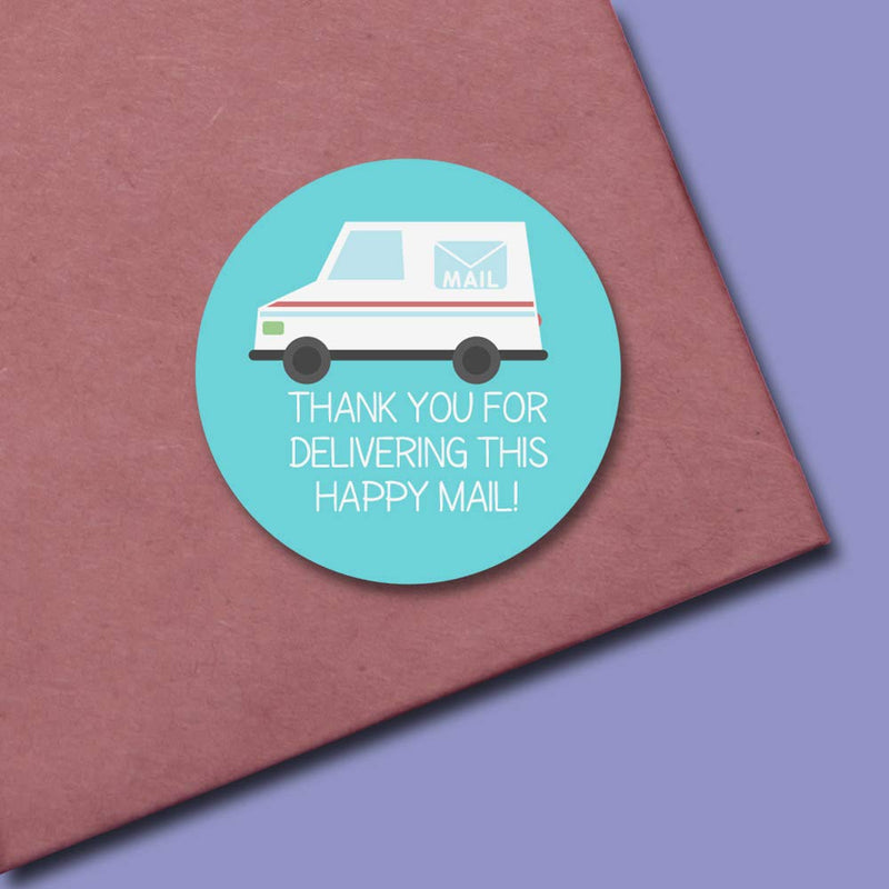 Happy Mail Themed Thank You Postal Worker Appreciation Sticker Labels for Small Businesses, 60 1.5" Circle Stickers by AmandaCreation, Great for Envelopes, Postcards, Direct Mail, More!