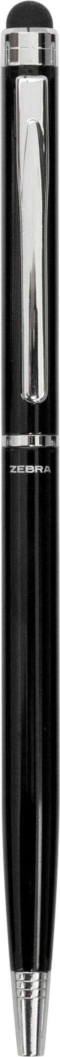 Zebra StylusPen Twist Retractable Ballpoint Pen, Fine Point, 0.7mm, Black Ink, Black Barrel, 1-Count