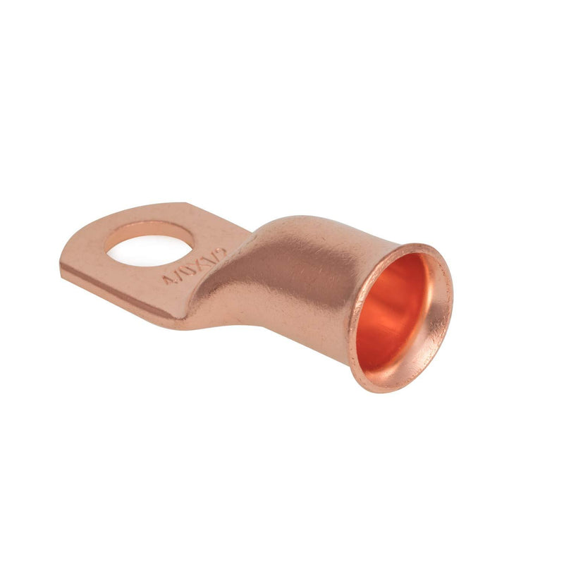 10 PCS 4/0AWG - 1/2''Stud Heavy Duty Copper Terminals,Battery Cable Crimp Lugs,Battery Cable Ends, Bare Copper Eyelets Tubular Ring Terminals,Closed End Crimp Electric Connectors