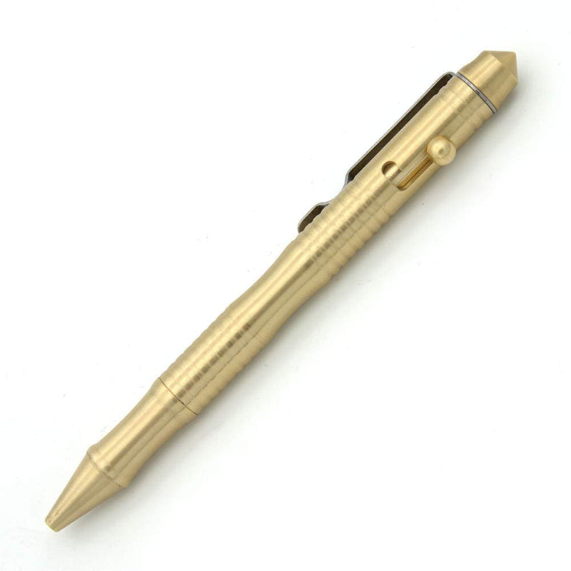 ILEAF Tactical Ballpoint Pen Solid Brass EDC Pen, Portable Delicate Signature Pen with Pencil Case and 2 Extra Black Ink Refills