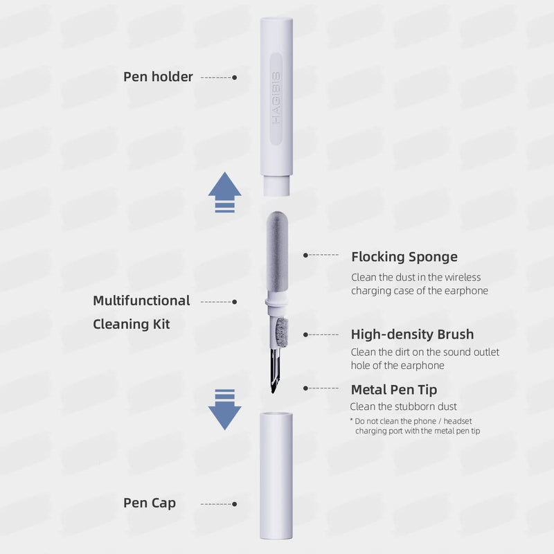 Hagibis Cleaning Pen for Airpods Pro 1 2 Multi-Function Cleaner Kit Soft Brush for Bluetooth Earphones Case Cleaning Tools for Lego Huawei Samsung MI Earbuds
