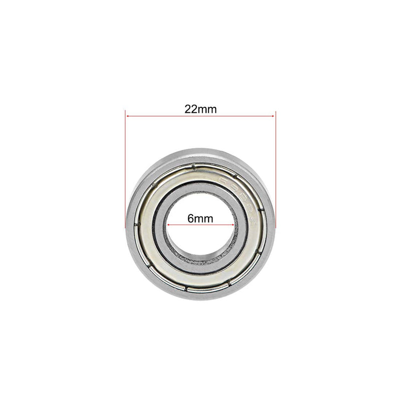 uxcell Deep Groove Ball Bearings 10mm x 22mm x 6mm Double Shielded Chrome Steel Z2 2pcs