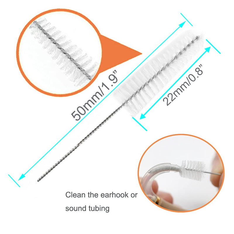 Hearing aid Vent earhook Tube Cleaning Brush Cleaning kit Hearing Amplifier Cleaning Tools Accessories (White, Pack of 10) White 10 Count (Pack of 1)