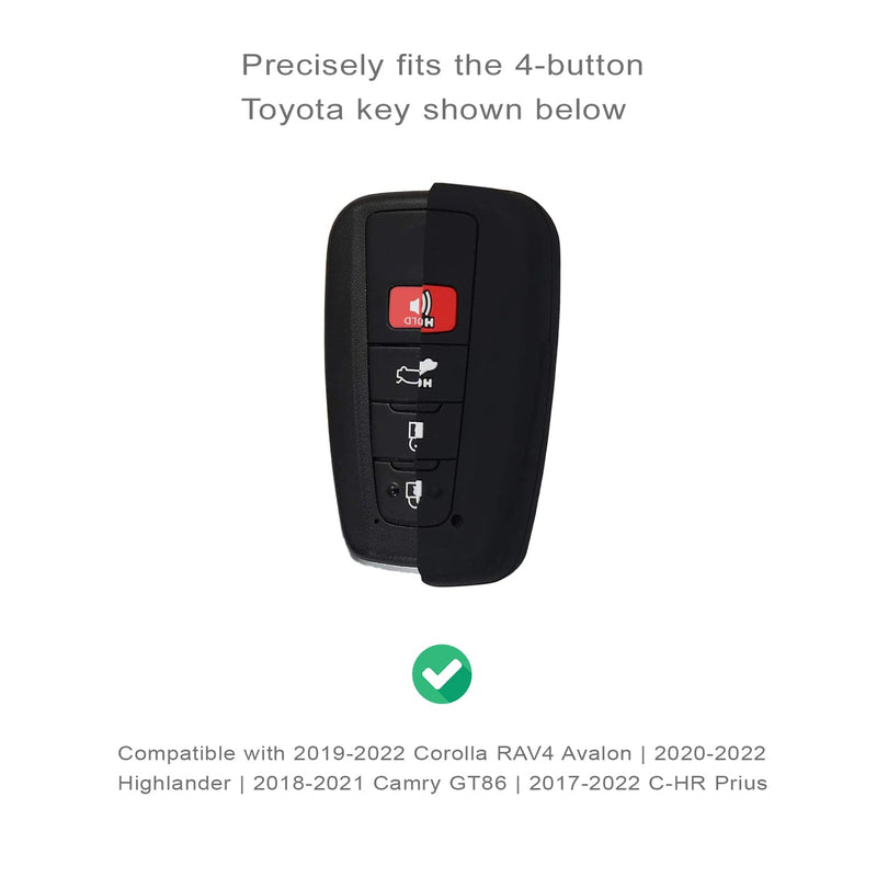 Autobase Silicone Key Fob Cover for Toyota Camry RAV4 Highlander Avalon C-HR Prius Corolla GT86 Smart Key | Car Accessory | Key Protection Case 2 Pcs (Black) Black