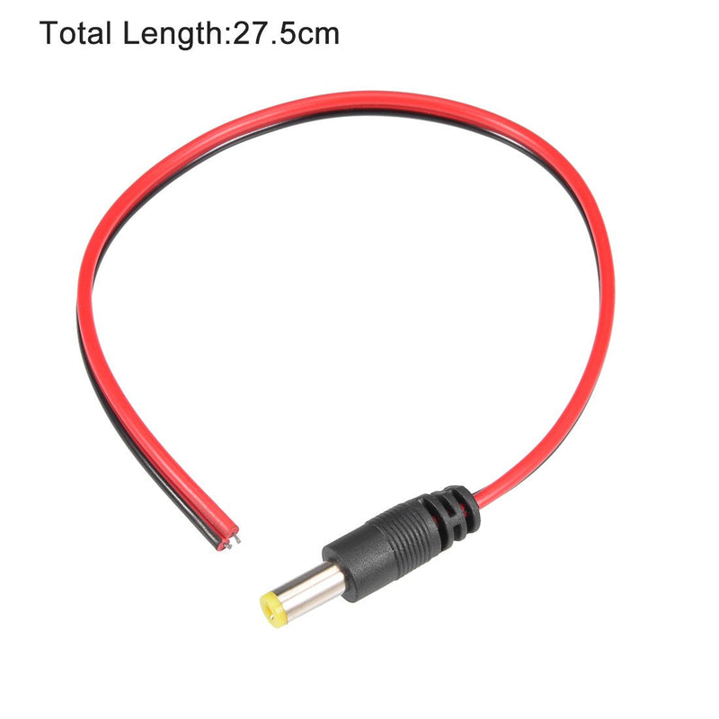 uxcell 2Pcs DC Power Pigtail Cable 12V Male Connectors for CCTV Camera Lighting Adapter 2.1mmx5.5 mm Ultra Thick